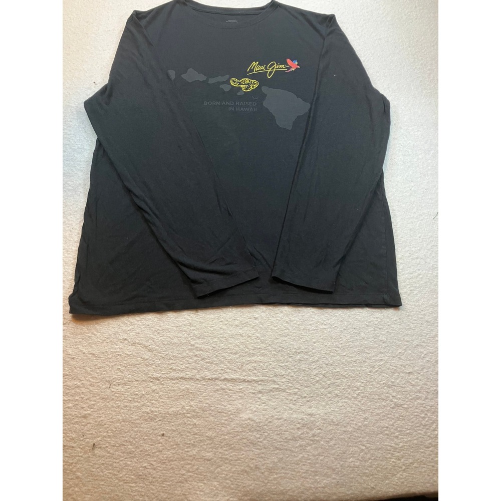 Maui Jim Mens Large Black Long Sleeve T-Shirt Bamboo Organic Cotton Crewneck Tee